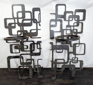 Two Brutalist Style Wall Planters