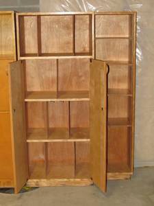 ART DECO BLONDE Tall solid wood book cabinet and drawer