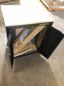 Husky 6-Piece Ready-to-Assemble Steel Garage Workstation in Black (53 in. W x 69.5 in. H x 19.5 in. D)   Customer Returns See Pictures