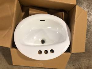 Glacier Bay Drop-In Bathroom Sink in White   Customer Returns See Pictures