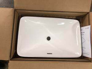 Glacier Bay 23.6 in. Ceramic Rectangular Vessel Bathroom Sink in White with Overflow Drain Customer Returns See Pictures