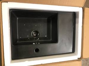 Swiss Madison St. Tropez 24 in. x 18 in. Matte Black Ceramic Wall Hung Vessel Sink with Right Side Faucet Mount   Customer Returns See Pictures