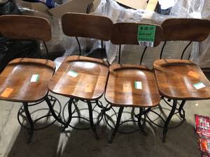 Lot of Mason 38.25 in. H Chestnut with Black Metal Frame with Backrest Adjustable Stool by Carolina Cottage  Customer Returns See Pictures