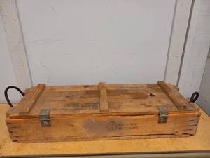 VINTAGE WOODEN AMMO BOX WITH TOOLS