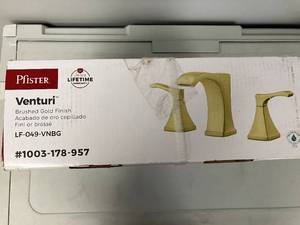 lot 19 image: Pfister Venturi 8 in. Widespread 2-Handle Bathroom Faucet in Brushed Gold