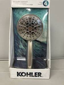 lot 33 image: KOHLER Lively 4-Spray Patterns 4.312 in. Wall Mount Handheld Shower Head in Vibrant Brushed Nickel