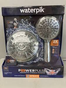 lot 35 image: Waterpik 8-Spray Patterns with 1.8 GPM 6.25 in. Wall Mount Dual Shower Head and Handheld Shower Head in Chrome