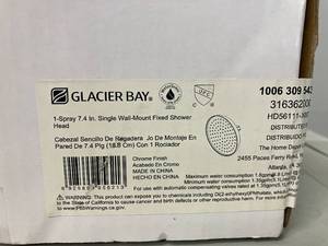 lot 37 image: Glacier Bay 1-Spray Patterns with 1.8 GPM 7.4 in. Tub Wall Mount Single Fixed Shower Head in Chrome