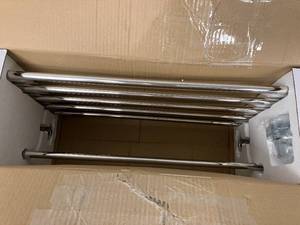 lot 44 image: MOEN ISO 10-710 in. L x 6-925 in. H x 26-1920 in. W Zinc Hotel-Style Bathroom Shelf in Chrome