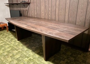lot 9 image: Home Office Furnishings MCM Oval-Office Styled Laminate Conference Table...