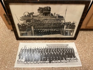 lot 172 image: Antique Framed Photo Print 1918 USS AEOLUS and 1943 Co. 275 L. W. Fleming US Naval Training...