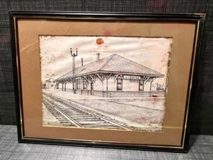lot 171 image: Vintage Signed Artwork Print By John Cartwright Railroad Station Hibbing Minnesota...