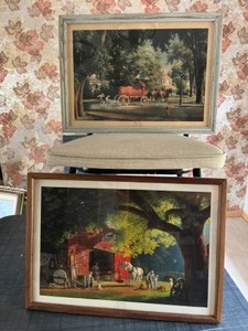lot 90 image: Vintage Home DeCor Wall Art The Smithy and Happy Days By Artist Paul Detlefsen