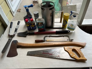 lot 154 image: Garage Hand Tools, Chemicals, Grilling Canister