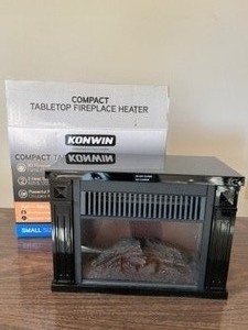 lot 116 image: KONWIN Compact Tabletop Fireplace Heater...