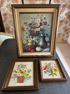 lot 91 image: Home DeCor Wall Art Lithograph Needlework Framed