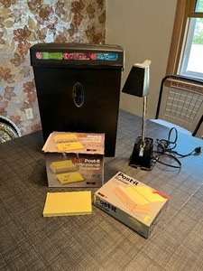 lot 112 image: Household Office Supplies, Paper Shredder, Post-it Notes...