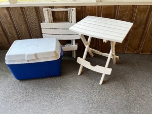 lot 134 image: Camping Cooler & Collapsible Tables...