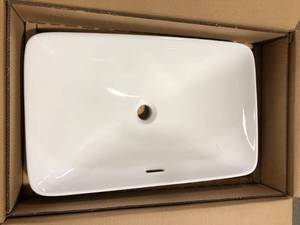 Glacier Bay 23.6 in. Ceramic Rectangular Vessel Bathroom Sink in White with Overflow Drain  Customer Returns See Pictures