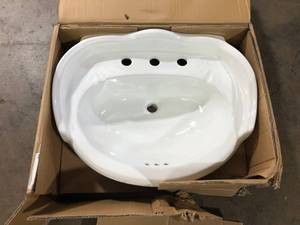 Glacier Bay Westminster 21 in. Pedestal Sink Basin in White  Customer Returns See Pictures