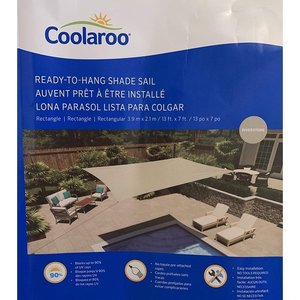 lot 5 image: Coolaroo Shade Sail Outdoor Sun Shade Rectangle 13x7 Ready to Hang, Riverstone