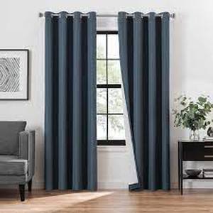 lot 11 image: Eclipse Total Blackout Magnitech Curtains, Navy, 52in x 84in