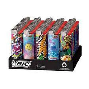 lot 56 image: Tray of 50 Bic Lighters-Variety of Designs