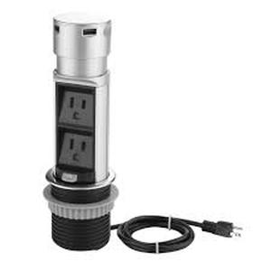 lot 70 image: Link2Home Space Saver Pop Up-Outlet, 2 Power Outlets, 2 USB Ports 2.4 Amp, Overload Protection, Splash Resistant