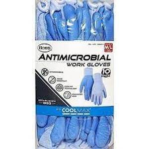lot 119 image: Boss Antimicrobial Work Gloves SM 10 PackBoss Womens Antimicrobial Work Gloves with COOLMAX, Blue, SM (Pack of 10)