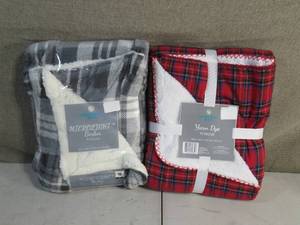 lot 111 image: Lot of 2 Throws-Microlight Berber-Yarn Dye