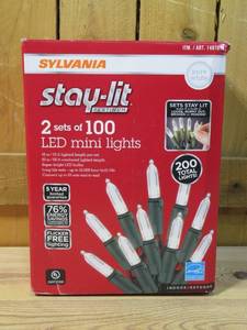 lot 127 image: Sylvania Stay-lit 100 Mini Pure White LED Lights (Pack of 2)
