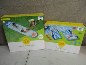 lot 173 image: Shark Slip N Slide and Pool Bags Inflatable Game