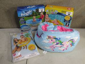 lot 177 image: Inflatable Pool Baby Seats and 2 in 1 Swimming Trainer