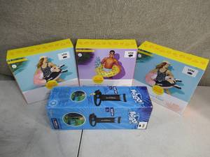 lot 181 image: Set of 2 Dough Nut Dog 1 Pineapple Swim Tube 1 Hand Pump