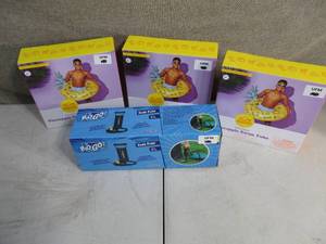 lot 180 image: Set of 3 Pineapple Swim Tube 1 Hand Pump
