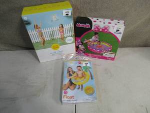 lot 185 image: Hover Splash Sprinkler-Disney Minnie 3-Ring Pool-Inflatable Baby Seat