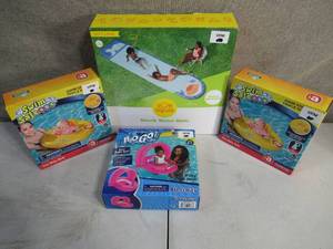 lot 186 image: 3 Inflatable Baby Care Seats with Shark Water Slide