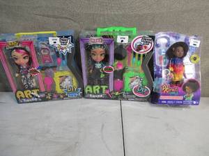 lot 221 image: Lot of 3 Dolls-Karmas World-Nene and Andi Art Squad