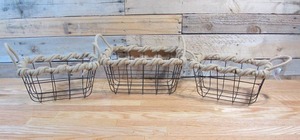 lot 4 image: Set of 3 Metal Rectangular Baskets w Fabric Handles