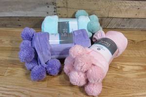 lot 145 image: Three Comfort Bay Pom Pom Throw Blankets