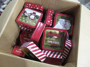 lot 195 image: Large Box FULL of Holiday Tins