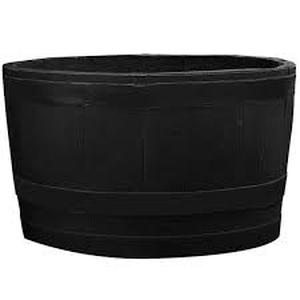 lot 197 image: RTS Home Accents 24 in. Dia x 14 in. H Black Plastic Half Barrel