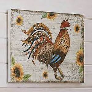 lot 212 image: Colorful Rooster Wall Art