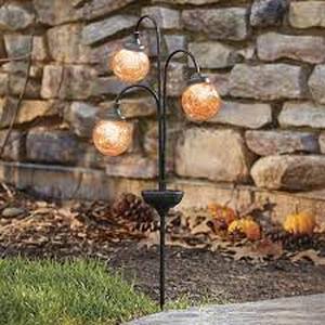 lot 215 image: 3 Orb Solar Light Stake - Orange - 3 Sets