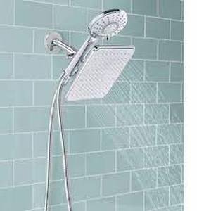 lot 216 image: 5-Function Rainfall Showerhead & Wand - Silver Finish
