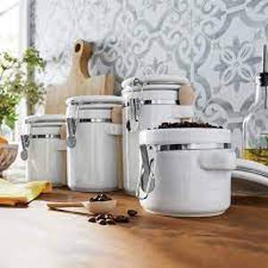 lot 248 image: 4-Piece Canister Set with Spoon - White
