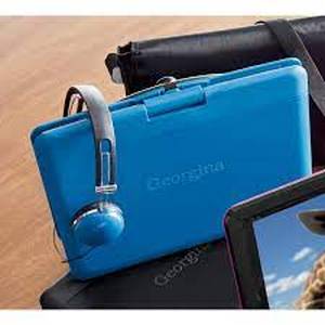 lot 254 image: 14.1 Portable DVD Player with Headphones - Blue