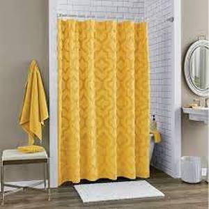lot 307 image: Color Connection Chenille Shower Curtain - Lemon