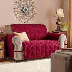 lot 310 image: Oversized Faux-Suede Ultimate Furniture Protector - Burgundy - Loveseat