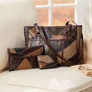 lot 338 image: 3-Piece Patched Tote Bag Set